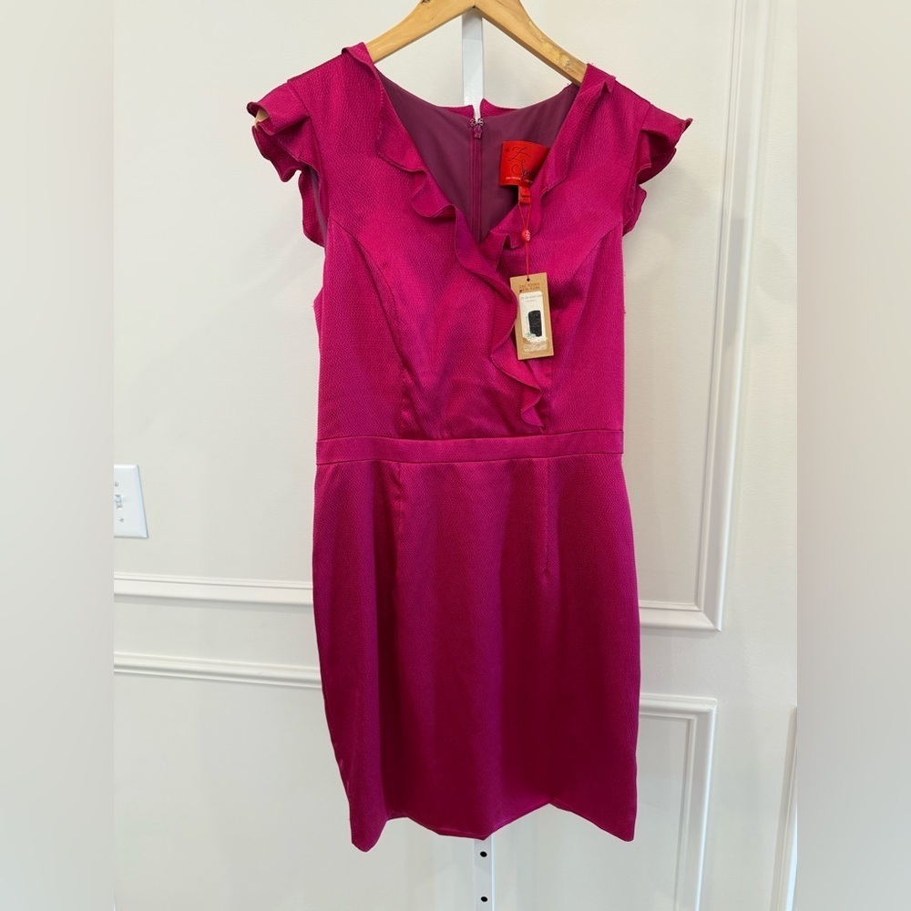 Zac Posen Pink Sheath Mini Dress with Flutter Sleeves